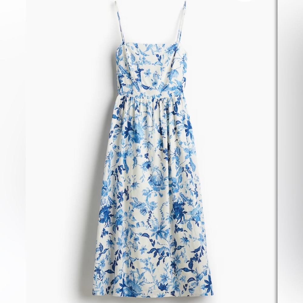 EUC H&M Strappy Midi Dress - Linen-blend